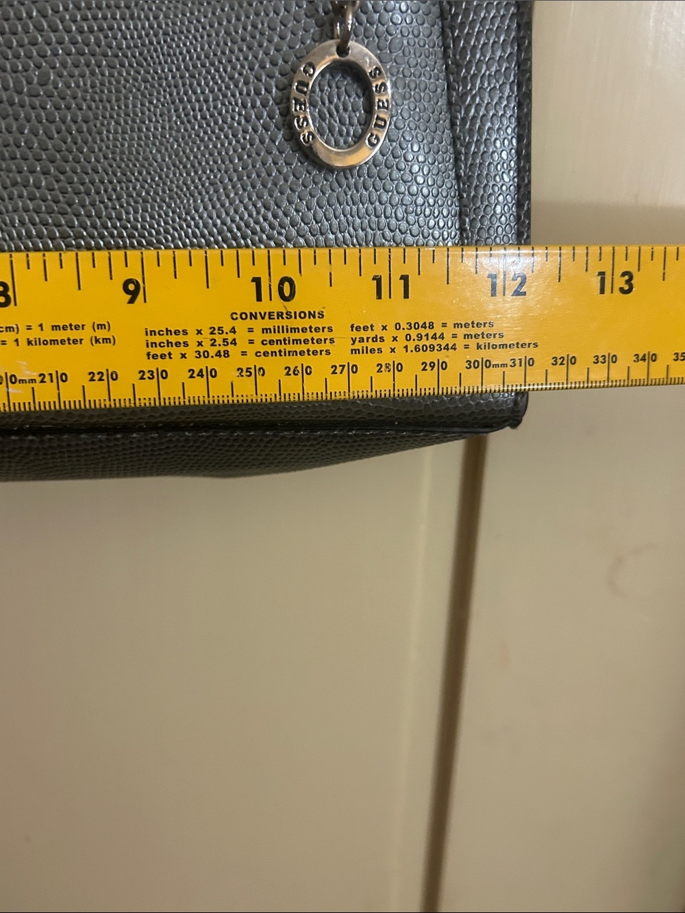 Guess Metallic Silver Shoulder Bag with Front Zip Pockets - Picture 6 of 9